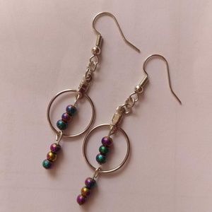 unique purple & blue iridescent bead earrings